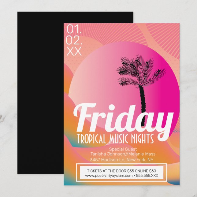 Tropical Music Nights Promotional Club Flyer Invitation (Front/Back)
