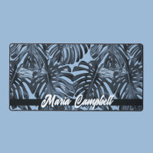 Tropical Name Blue Grey Monstera Leaves 
