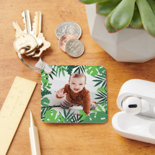 Tropical nature palm leaves jungle boy  key ring
