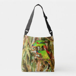 Tropical Nature Parrots Green Birds Crossbody Bag