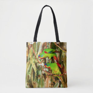 Tropical Nature Parrots Green Birds Tote Bag