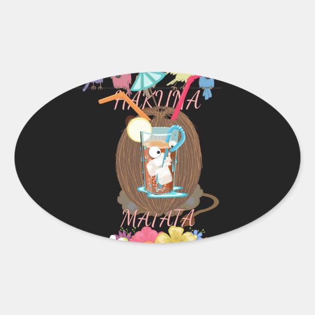 Tropical Nature's Bounty" Coconut Lemonade Art Oval Sticker (Front)