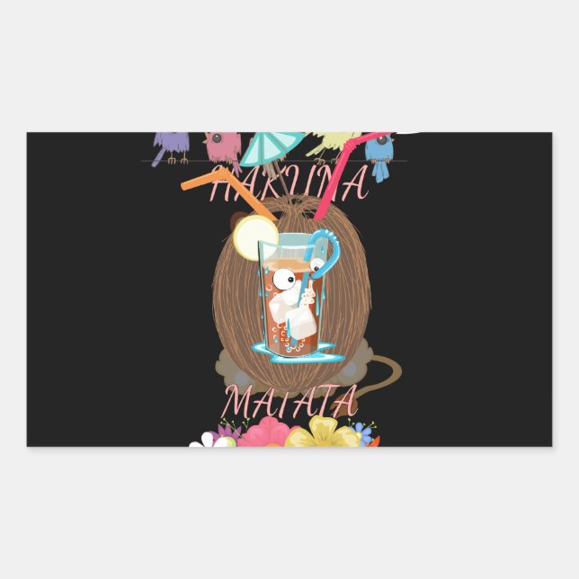 Tropical Nature's Bounty" Coconut Lemonade Art Rectangular Sticker (Front)