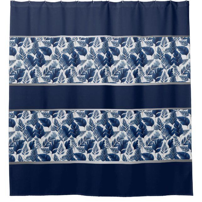 Tropical Navy Shower Curtain (Front)