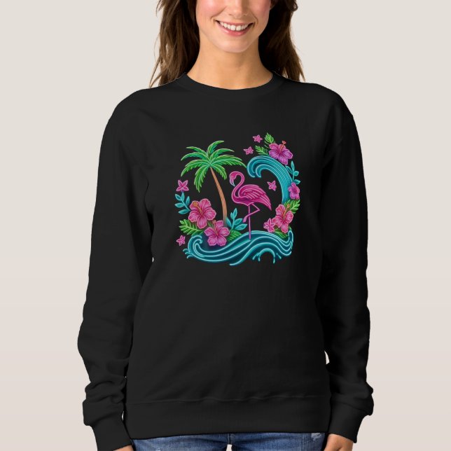 Tropical Neon Flamingo Sweatshirt (Front)
