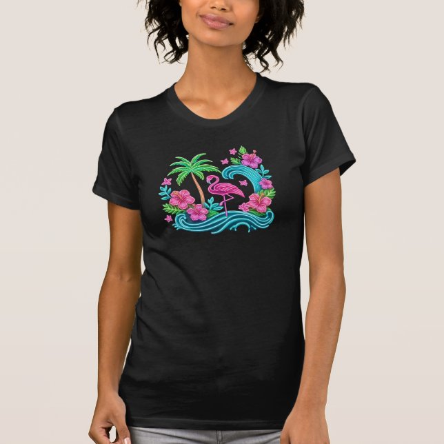 Tropical Neon Flamingo T-Shirt (Front)