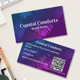 Tropical Neon Vacation Rental Business Card