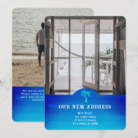 Tropical New Address Bright 2-photo Moving Card