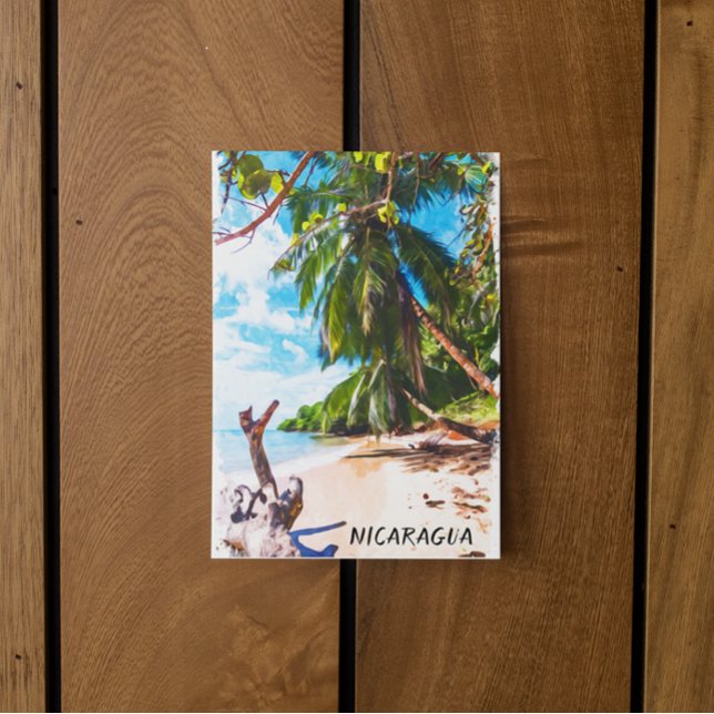 Tropical Nicaragua Beach Watercolor Travel Postcard (tropical nicaragua postcard)