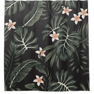 Tropical Night Flora: Exotic Vintage. Shower Curtain