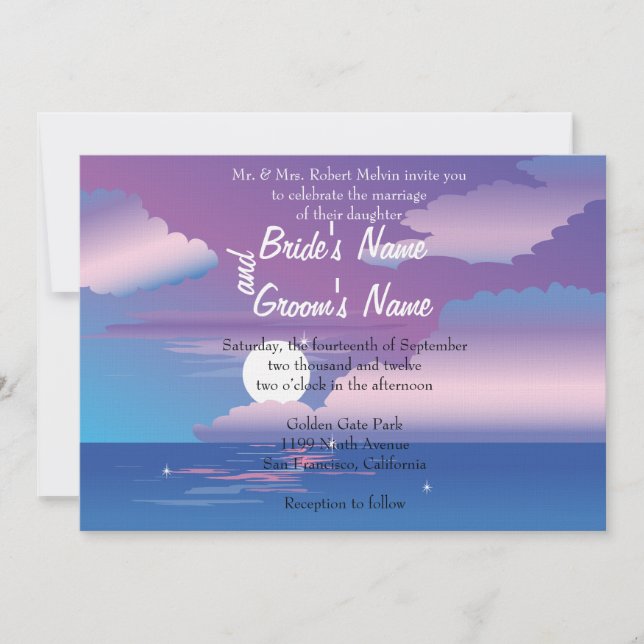 Tropical Night  Floral Wedding Invitation (Front)