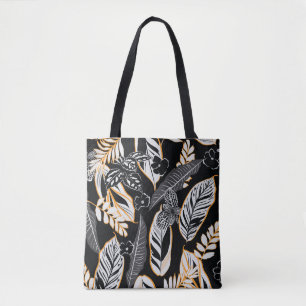 Tropical Night Foliage: Dark Vintage Pattern Tote Bag