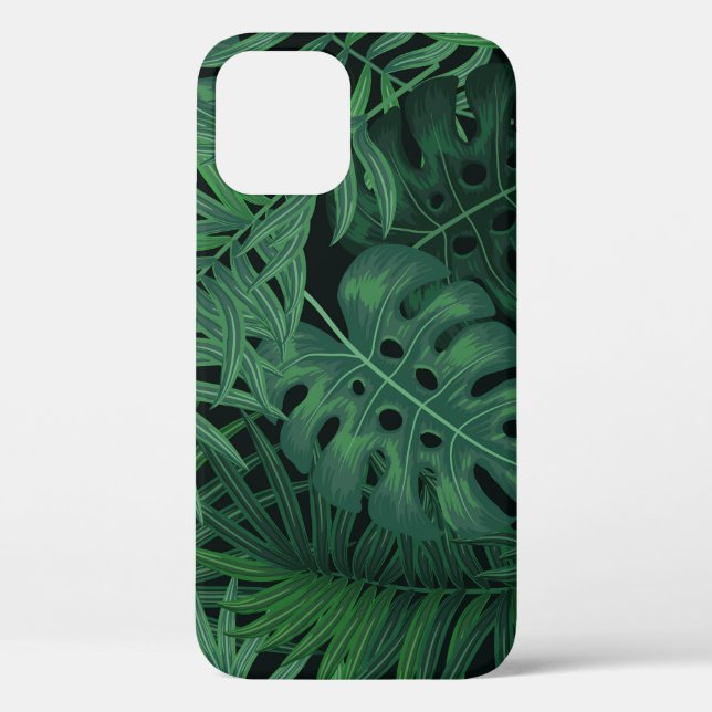 Tropical Night Green: Exotic Plant Pattern Case-Mate iPhone Case (Back)