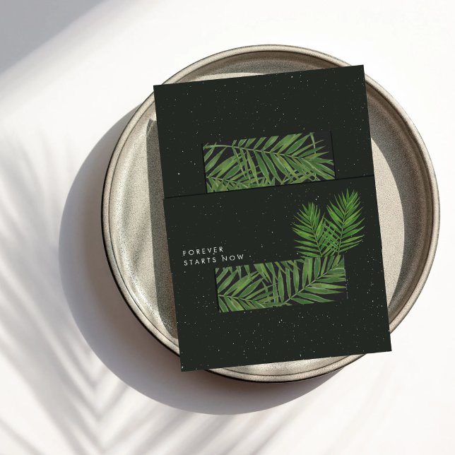 Tropical Night Modern Minimalist Wedding Initials Invitation Belly Band (Creator Uploaded)