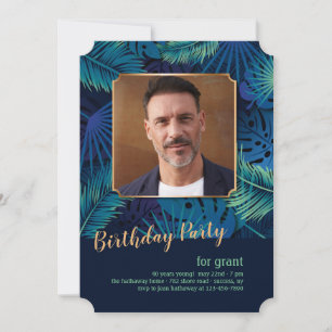 Tropical Night Photo Birthday Party Invitation
