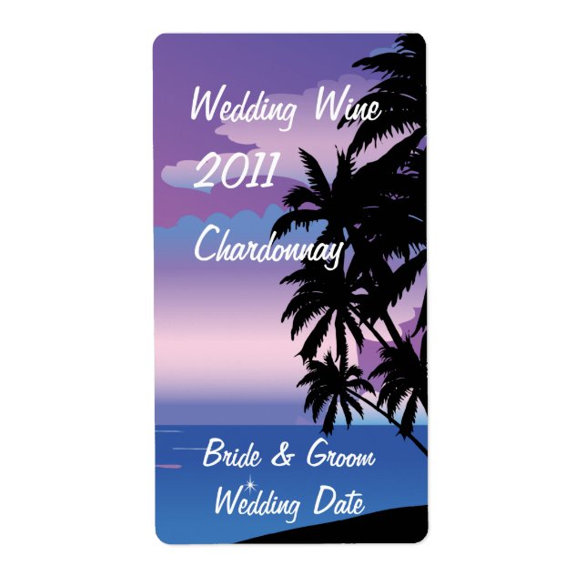Tropical Night  Wedding Wine Label (Front)