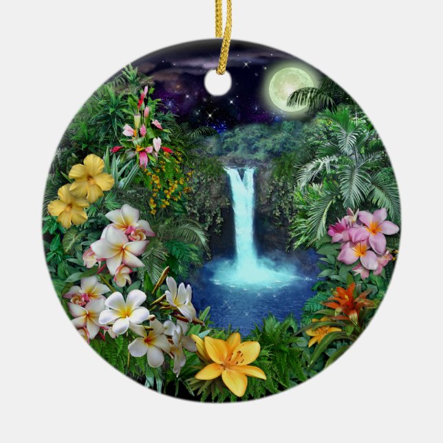 Tropical Nights Ceramic Tree Decoration (Front)