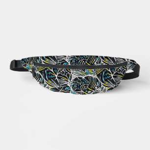 Tropical Noir Abstract Geometric Pattern Design 49 Bum Bags