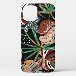 Tropical Noir: Dark Exotic Forest Pattern iPhone 12 Case