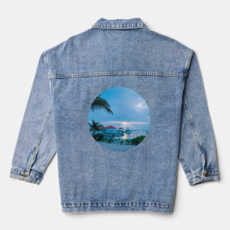 Tropical Oasis Denim Jacket: Palm Trees & Resort Denim Jacket