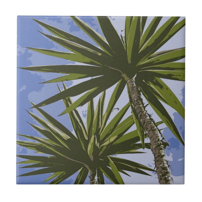 Tropical Oasis  Palm Trees Tile (Front)
