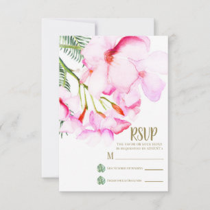 Tropical Oasis Pink Green Hawaiian Floral RSVP Card