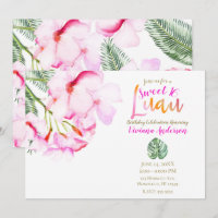 Tropical Oasis Pink Green Hawaiian Floral Sweet 16