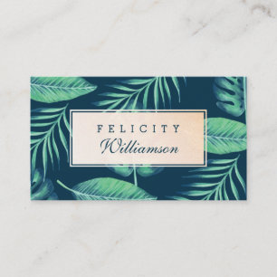 Tropical Oasis Watercolor Palm Leaf & Foliage Business Card