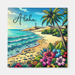 Tropical Ocean Aloha Vacation Magnet