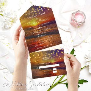 Tropical Ocean Beach All in One Wedding Invitation