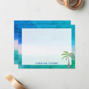 Tropical Ocean Beach Palm Tree Stationery Card