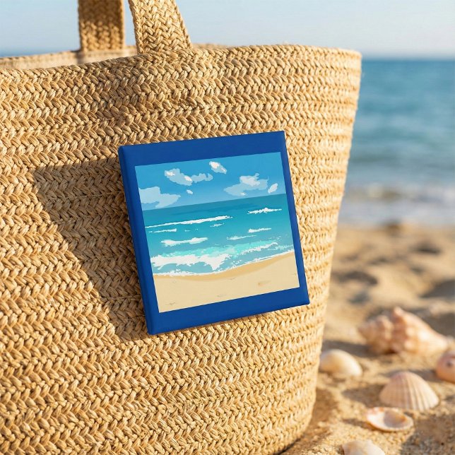 Tropical Ocean Beach Scene Coastal Landscape  15 Cm Square Badge (Creator Uploaded)
