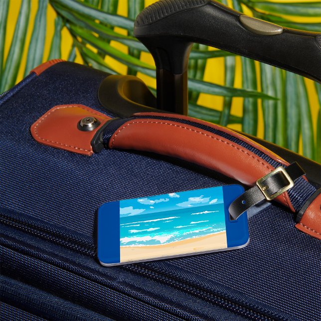 Tropical Ocean Beach Scene Coastal Landscape  Luggage Tag (Creator Uploaded)