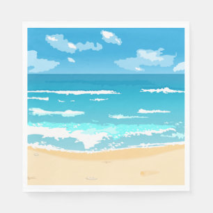 Tropical Ocean Beach Scene Coastal Landscape  Napkin