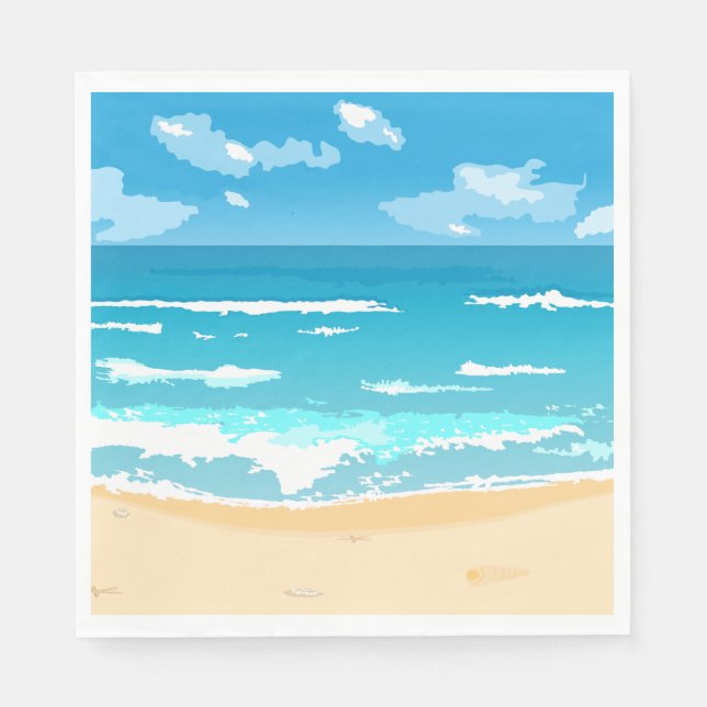 Tropical Ocean Beach Scene Coastal Landscape  Napkin (Front)
