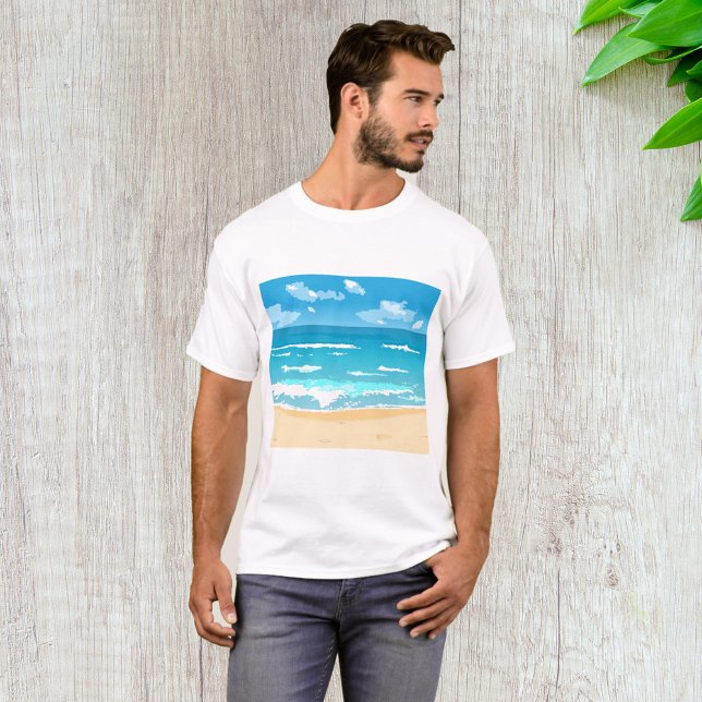 Tropical Ocean Beach Scene Coastal Landscape  T-Shirt (Creator Uploaded)