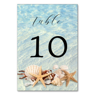 Tropical Ocean Beach Seashell Wedding Table Number