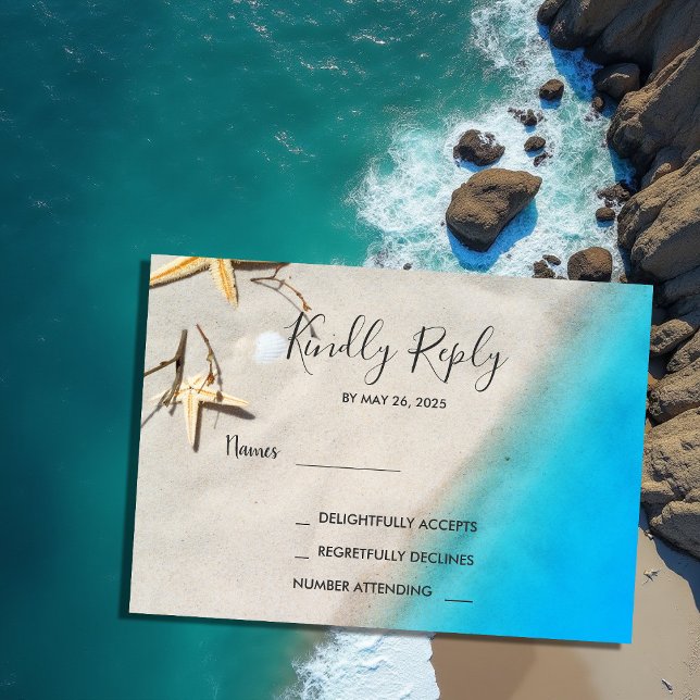 Tropical ocean beach wedding RSVP Invitation (Tropical ocean beach wedding RSVP Invitation. )
