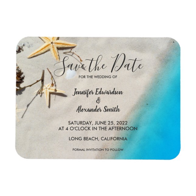 Tropical ocean beach wedding Save the Date Magnet (Horizontal)