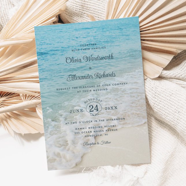 Tropical Ocean Destination Beach Wedding Invitation (Creator Uploaded)