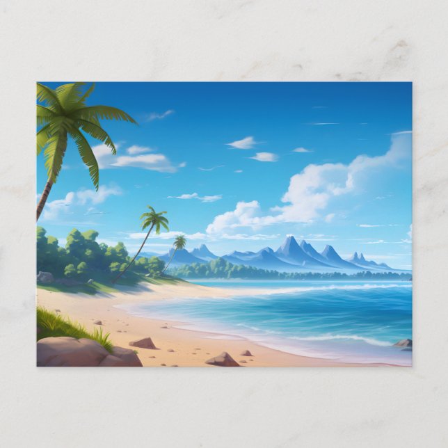 Tropical Ocean Island Sandy Beach Shore Postcard (Front)