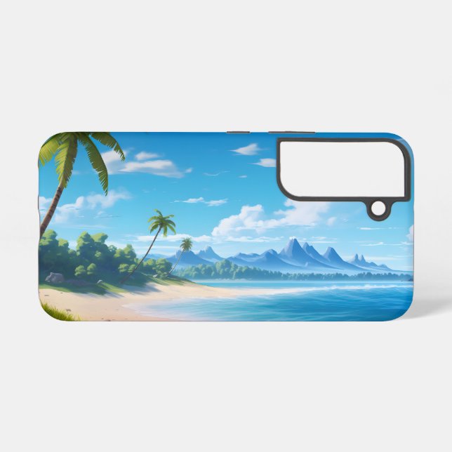 Tropical Ocean Island Sandy Beach Shore  Samsung Galaxy S22 Case (Back Horizontal)