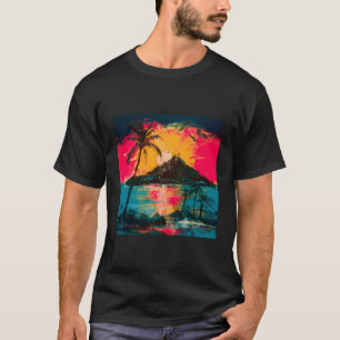 Tropical Ocean Landscape Palm Trees Sun Stylish St T-Shirt