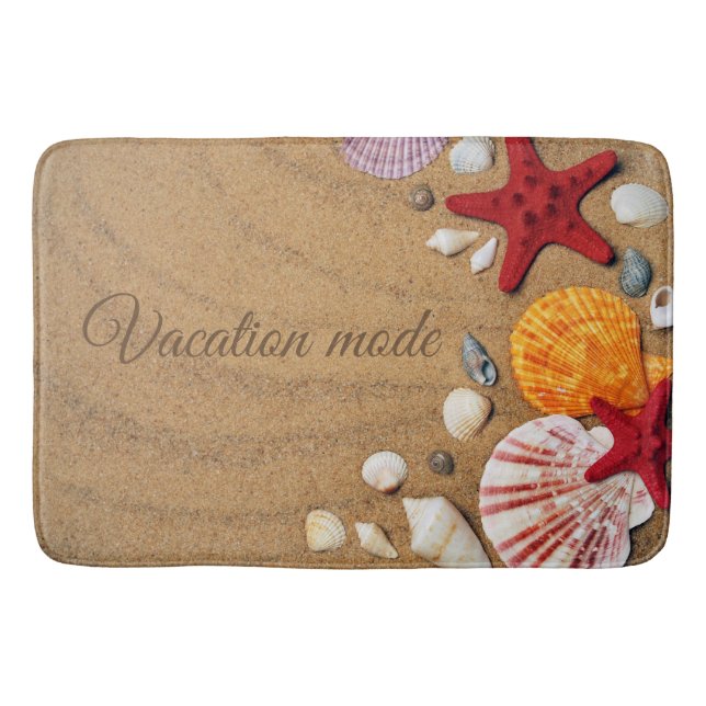 Tropical ocean nautical coastal summer vacation bath mat (Front)
