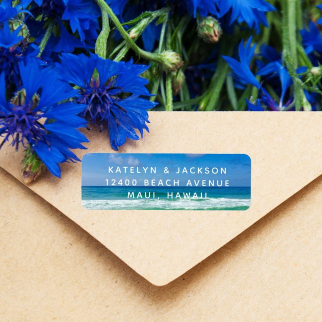 Tropical Ocean Photo Beach Wedding Return Address (Creator Uploaded)