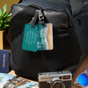 Tropical Ocean Sandy Beach Luggage Tag