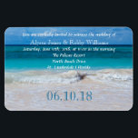 Tropical Ocean Water Wedding Invitation Magnet<br><div class="desc">Tropical,  beach wedding invitation magnet.  Large 4x6 inch size,  flexible magnet with template text in white and a large,  numeric wedding date at the bottom. Aquamarine blue,  tropical water and waves along the shore make up the scenic background. 
 ... ... ... ... ... ... .</div>