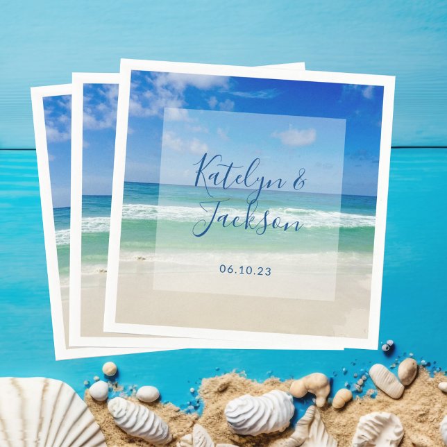 Tropical Ocean Waves Photography Beach Wedding Napkin (Creator Uploaded)