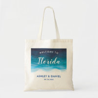 Tropical Ocean Waves Wedding Welcome Bag, Blue
