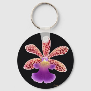 Tropical Oerstedella Orchid Flower Key Ring